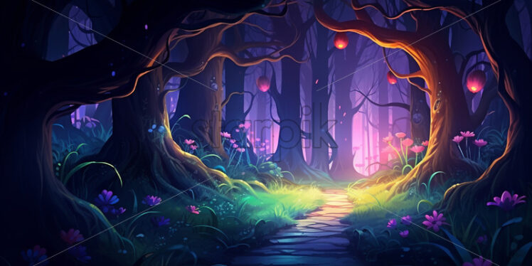 A digital painting of a magical forest - Starpik Stock