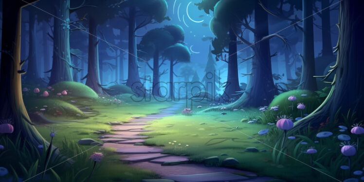 A digital painting of a magical forest - Starpik Stock