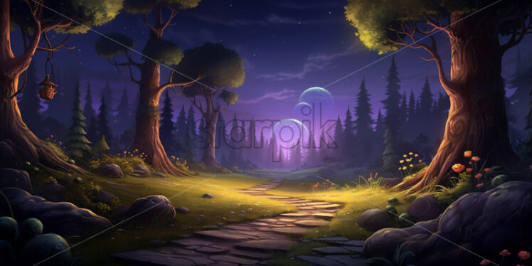 A digital painting of a magical forest - Starpik Stock