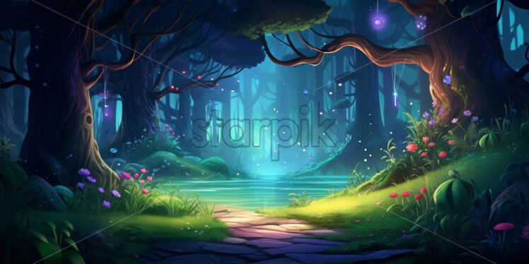 A digital painting of a magical forest - Starpik Stock