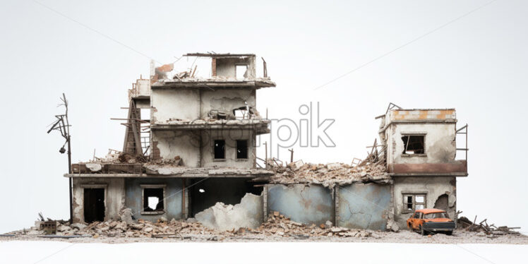 A dilapidated building on a white background - Starpik Stock