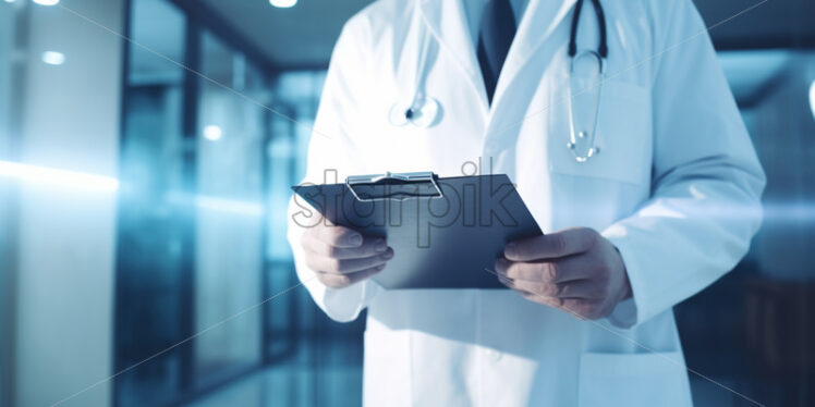 A doctor with the patient's report in hand - Starpik Stock