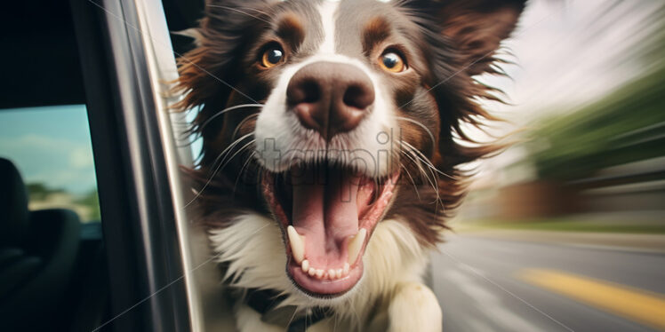 A dog sticking its head out of a car window - Starpik Stock