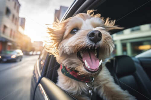 A dog sticking its head out of a car window - Starpik Stock