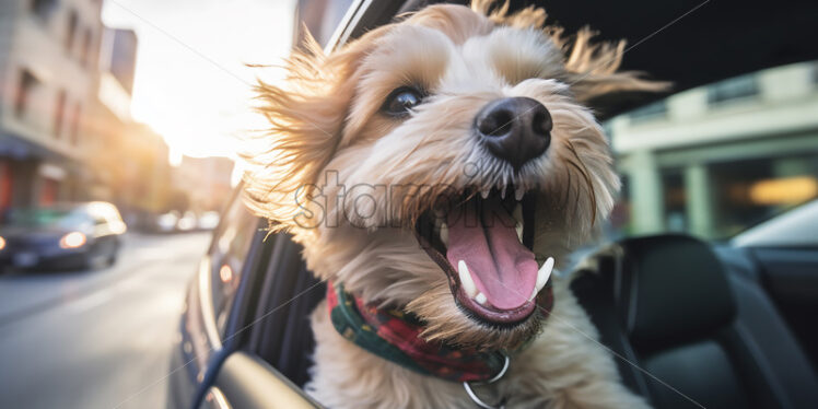 A dog sticking its head out of a car window - Starpik Stock