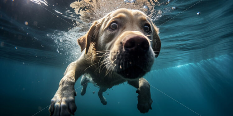 A dog that swims underwater - Starpik Stock