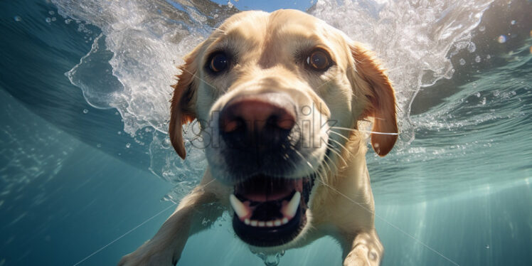 A dog that swims underwater - Starpik Stock