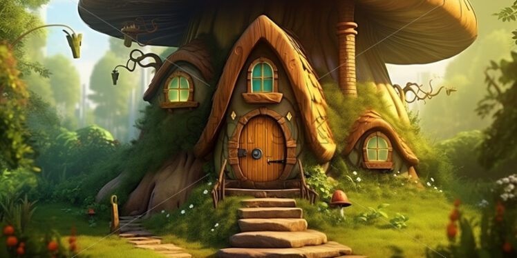 A fantastic house for gnomes, vector art - Starpik Stock