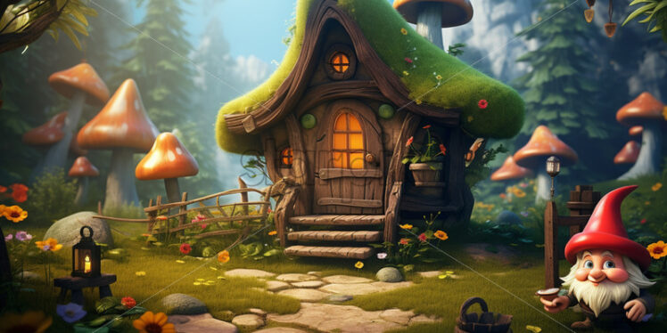 A fantastic house for gnomes, vector art - Starpik Stock