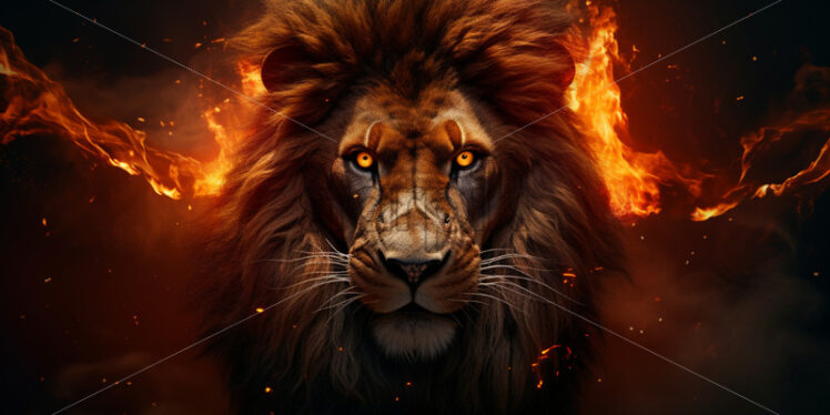 A fantastic lion with fiery eyes - Starpik Stock