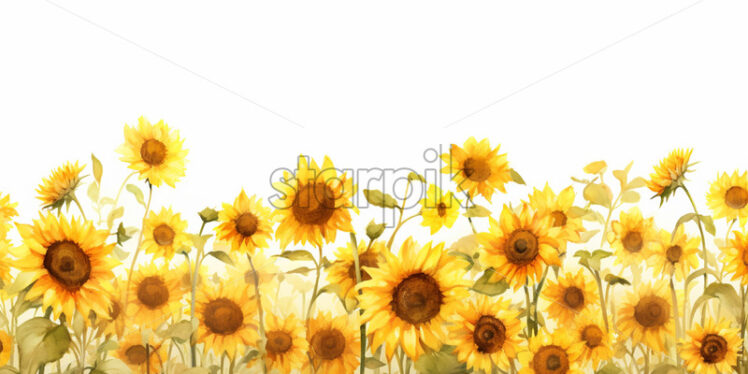 A field of sunflowers in watercolor, clipart - Starpik Stock