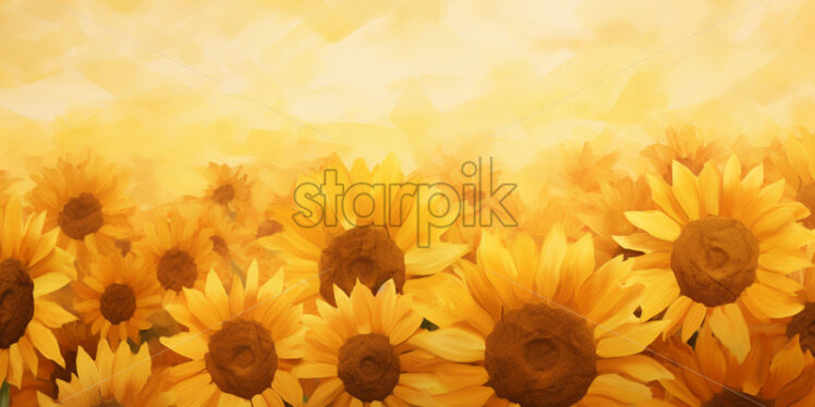 A field of sunflowers in watercolor, clipart - Starpik Stock