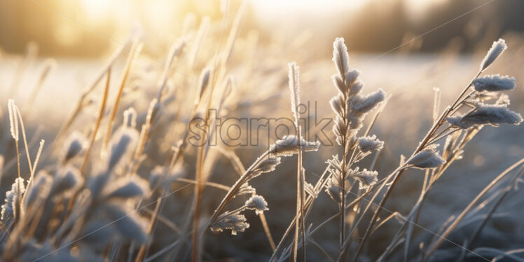 A field with frozen grass - Starpik Stock