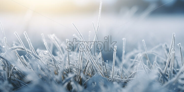 A field with frozen grass - Starpik Stock