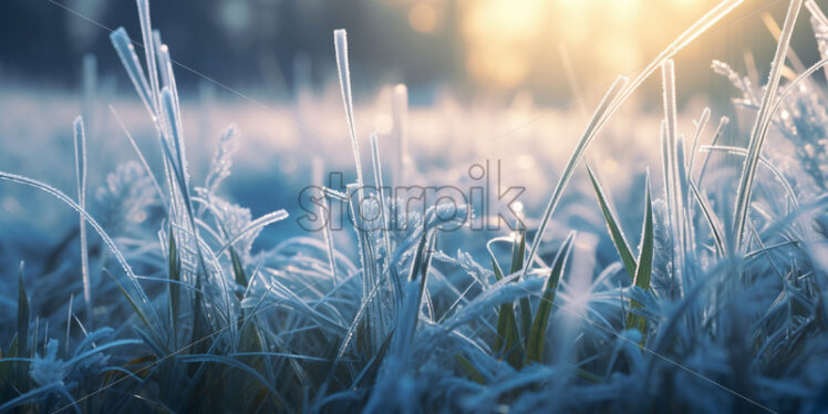 A field with frozen grass - Starpik Stock