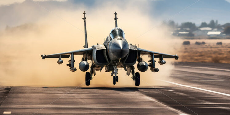 A fighter jet on a runway - Starpik Stock