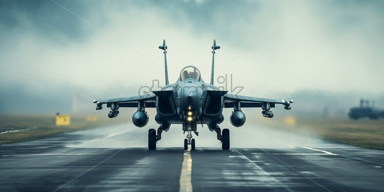 A fighter jet on a runway - Starpik Stock