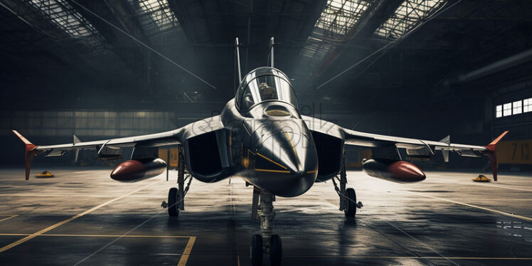 A fighter plane in the hangar - Starpik Stock