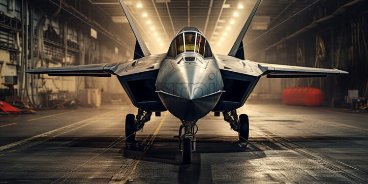 A fighter plane in the hangar - Starpik Stock