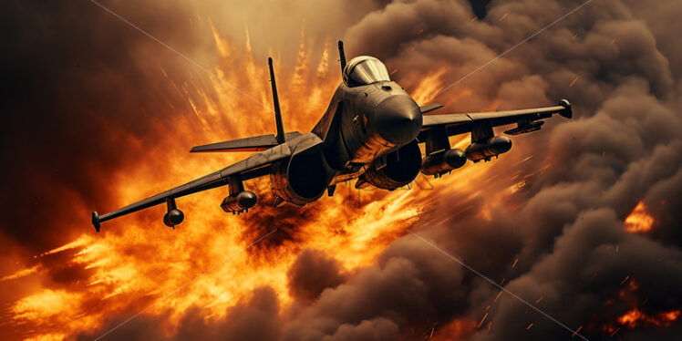 A fighter plane is bombing - Starpik Stock