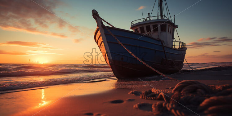 A fishing boat on the coast of the Baltic Sea - Starpik Stock