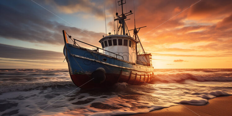 A fishing boat on the coast of the Baltic Sea - Starpik Stock