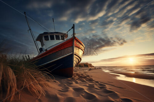 A fishing boat on the coast of the Baltic Sea - Starpik Stock