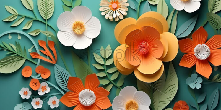 A floral illustration created from paper - Starpik Stock