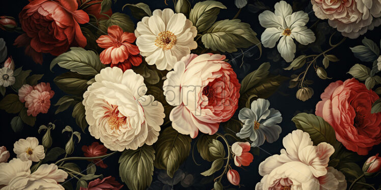 A floral pattern with a black background - Starpik Stock