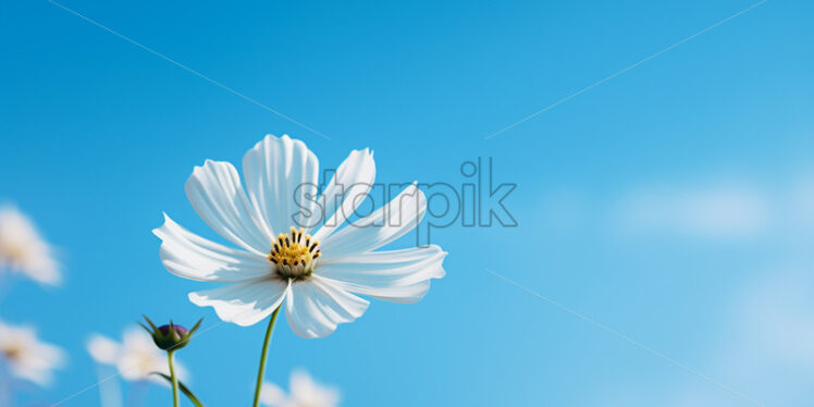 A flower close up against the background of a blue sky - Starpik Stock