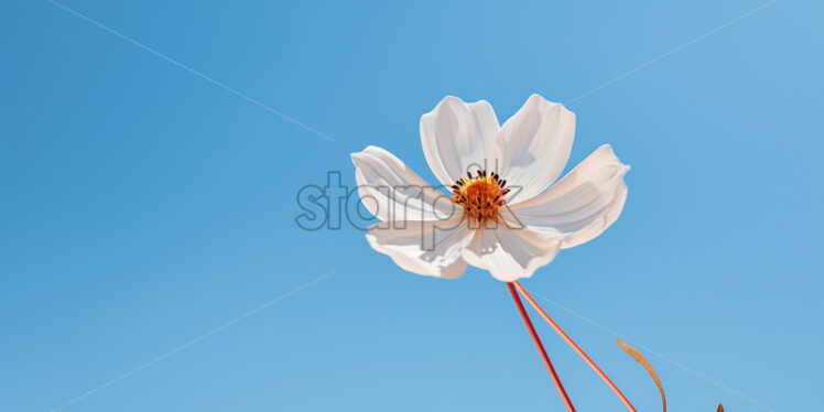 A flower close up against the background of a blue sky - Starpik Stock