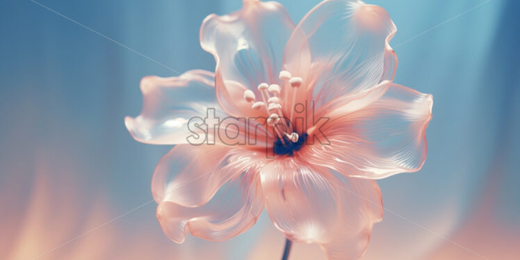 A flower created from transparent material on a pastel background - Starpik Stock