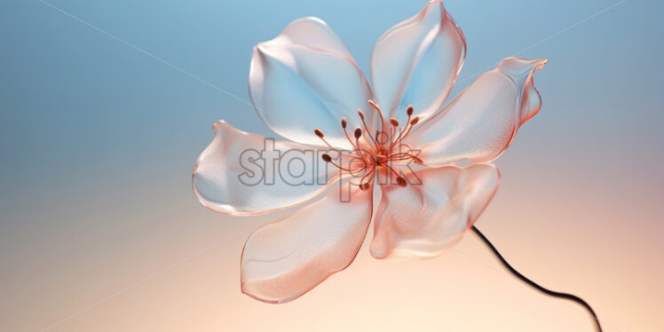 A flower created from transparent material on a pastel background - Starpik Stock