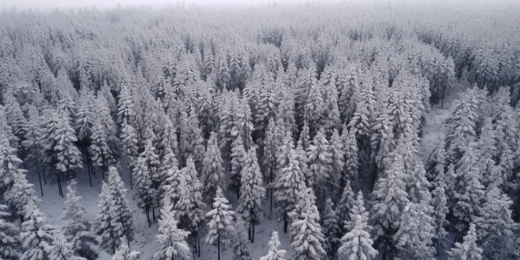 A forest in winter, top view - Starpik Stock