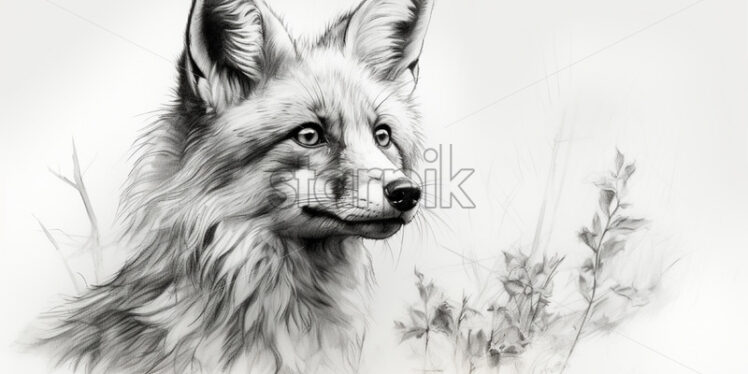 A fox, pencil drawing - Starpik Stock