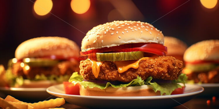 A fresh burger on a table - Starpik Stock