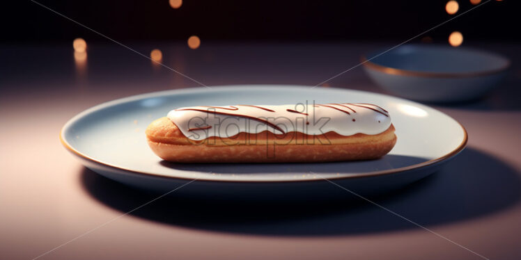 A fresh eclair on a table - Starpik Stock