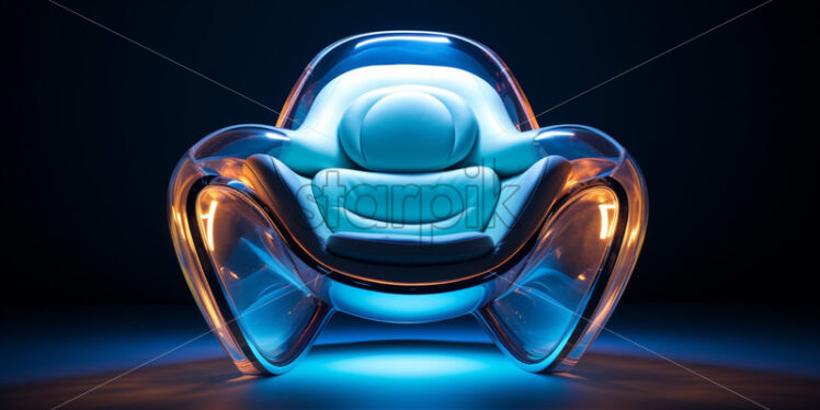 A futuristic arm chair neon lights - Starpik Stock