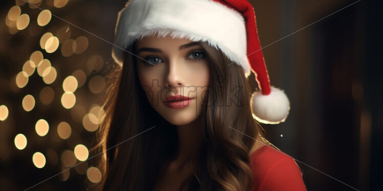 A girl wearing Santa's hat - Starpik Stock