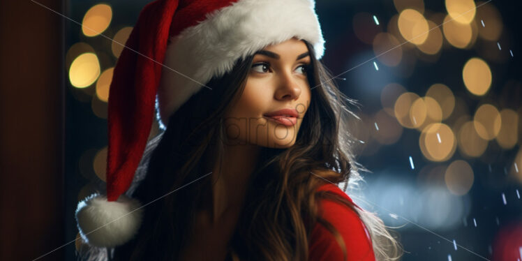 A girl wearing Santa's hat - Starpik Stock