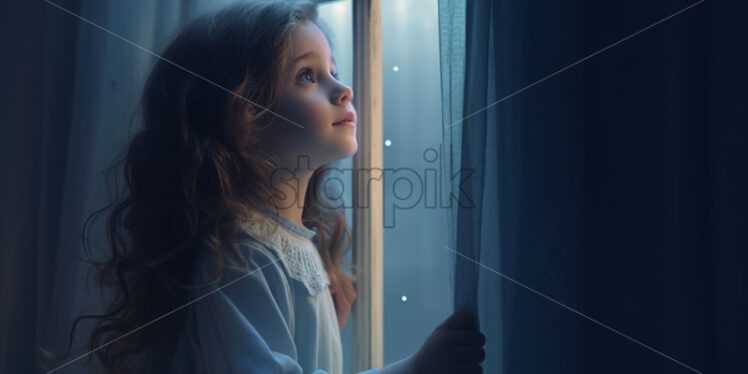 A girl who thinks at the window - Starpik Stock