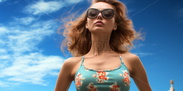 A girl with glasses and a bathing suit - Starpik Stock