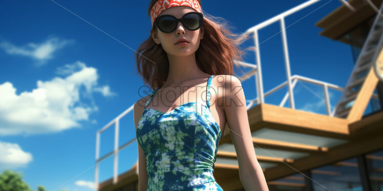 A girl with glasses and a bathing suit - Starpik Stock