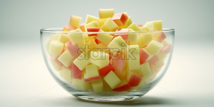 A glass bowl with apple pieces - Starpik Stock