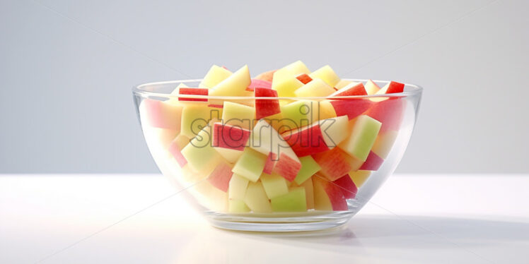 A glass bowl with apple pieces - Starpik Stock