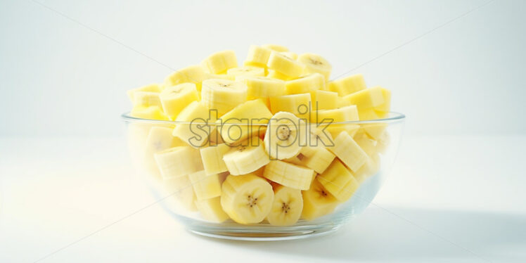 A glass bowl with pieces of banana - Starpik Stock