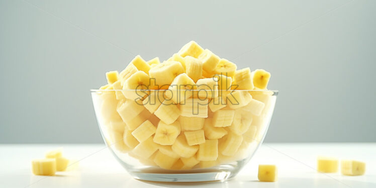 A glass bowl with pieces of banana - Starpik Stock