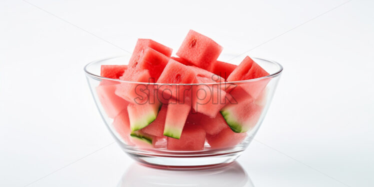 A glass bowl with pieces of watermelon - Starpik Stock