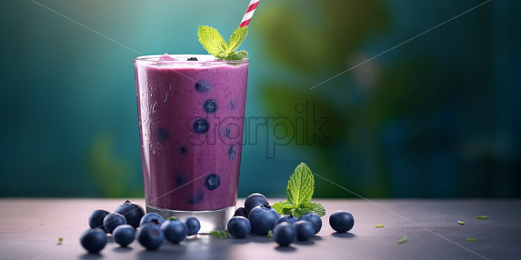 A glass of blueberry smoothie - Starpik Stock