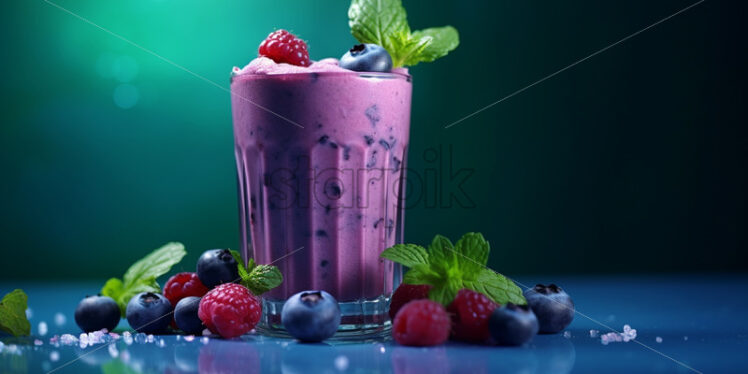 A glass of blueberry smoothie - Starpik Stock